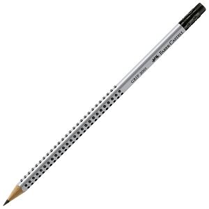 Olovka grafitna B s gumicom Grip 2001 Faber-Castell 117201 srebrna