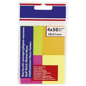 Blok samoljepljiv  38x51mm 4x50L Donau 7578001PL-99 neon blister