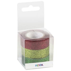 Traka Deco ljepljiva 15mmx3m glitter pk3 Heyda 20-35843 77 sortirano blister