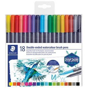 Flomaster 18boja obostrani akvarel Design Journey Staedtler 3001 TB18 blister