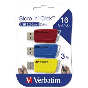 Memorija USB 3x16GB 3.0 StorenClick Verbatim 49306 sortirano blister