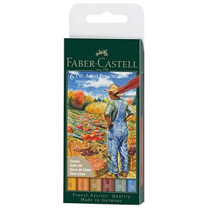 Set Pitt artist brush B  6boja Harvest Faber-Castell 167179 blister