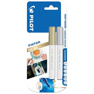 Marker 0,7mm pk2 Pintor Pilot SW-PT-EF metalik zlatni/srebrni blister!!