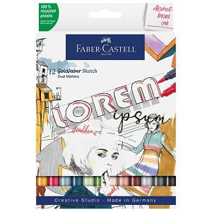 Marker obostrani Sketch 12boja Goldfaber Faber Castell 164712 sortirano blister