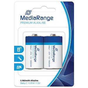 Baterija alkalna 1,5V C pk2 MediaRange MRBAT108 LR14 blister!!