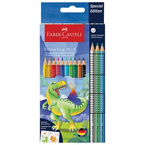 Boje drvene  10 boja Grip 2001 + 3 boje drvene metalic Dino Faber Castell 201545 blister