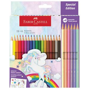 Boje drvene  18boja +6boja drvenih pastel Unicorn Faber Castell 111221 blister