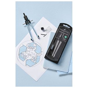 Šestar s preciznim podešavanjem+mine Grip 2001 Faber Castell 574474 sky blue blister