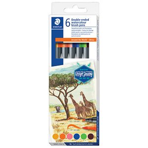 Flomaster 6boja obostrani akvarel "Africa" Design Journey Staedtler 3001 C6-3 blister