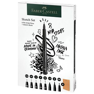 Set Pitt artist pen+Sketchbook pk9 Faber Castell 267102