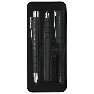 Garnitura olovka kemijska+nalivpero Poly u met.kut. Faber Castell 241050 crna