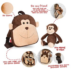 Ruksak mini obostrani s odvojivim plišancem Max Monkey Perletti 13031