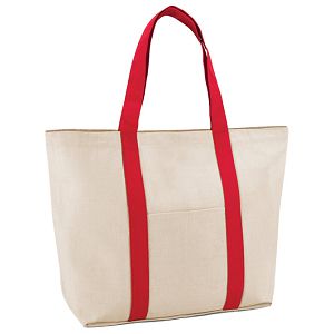 Torba platnena za plažu Stricker VILLE 92824105 natur/crvena