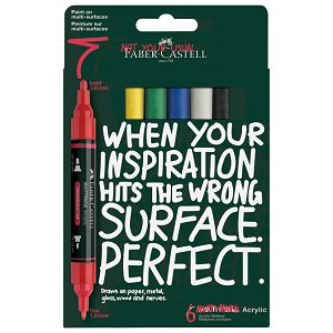 Marker akrilni obostrani Multimarker Faber Castell 186003/6boja blister