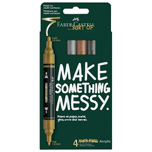 Marker akrilni obostrani Multimarker Faber Castell 186004/4boje metalic blister