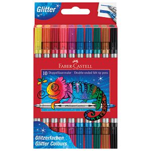 Flomaster školski  10boja obostrani glitter Faber Castell 151107 blister