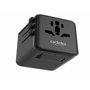 Putni adapter Adda Collins WTA-001-BK, USB-A + Type C utor, US,EU,UK,AUS,