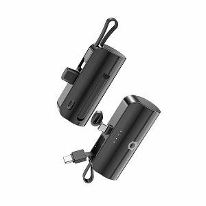 Powerbank Adda Collins PB-003-BK, 5000 mAh, Type c utor s dodatno integriranim Type C kabelom, crna