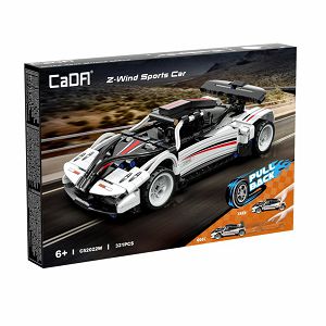 STEM Pull back trkaći auto KAZOO C52022W, 1:18, crno-bijeli, 321 dijelova