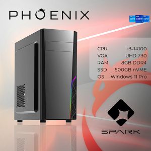 Računalo Phoenix SPARK Y-229 Intel i3 14100/8GB DDR4/NVME SSD 500GB/500W/Windows 11 PRO