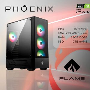 Računalo Phoenix FLAME Y-606 AMD Ryzen 7 9700X/32GB DDR5/NVME SSD 2TB/650W 80+ GOLD/RTX 4070 SUPER 12GB