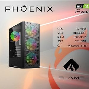 Računalo Phoenix FLAME Y-619 AMD Ryzen 5 7600X/16GB DDR5/NVME SSD 1TB/650W 80+ Bronze/RTX 4060TI 8GB/Windows 11 PRO