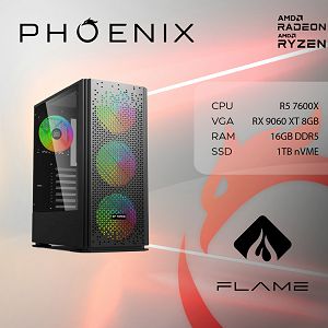 Računalo Phoenix FLAME X-527 AMD Ryzen 5 7600X/16GB DDR5/NVME SSD 1TB/RX9060 XT 8GB/550W 80+