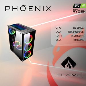 Računalo Phoenix FLAME X-543 AMD Ryzen 5 5600X/16GB DDR4/NVME SSD 1TB/RTX 5060 8GB/600W 80+
