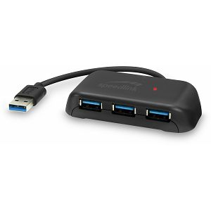 Hub SPEEDLINK Snappy EVO, 4 portni, USB3.0, USB 3.1 Gen 1, USB 3.2 Gen 1 (5 Gbit-s), pasivni, crni