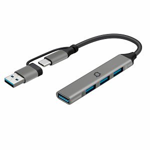 Hub 2u1 USB A/USB-C Adda Collins HUB-004-GM, 4 portni,1 x USB 3.0, 3 x USB2.0, gun metal