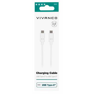 Kabel VIVANCO 62251, Type-C na Type-C, max. 18W, 2m, bijeli