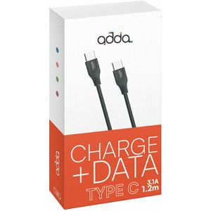 Kabel ADDA USB-203-BK, Fusion Charge+Data, Type-C na Type-C, 3.1A, Premium TPE, 1.2m, crna