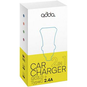 Auto punjač ADDA CC-002-BK, Fusion Car Charger 2u1, QC3.0 USB-A + 2.4A Type-C, crni