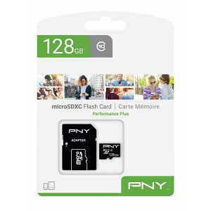 Memorijska kartica PNY MicroSDXC Performance Plus, 128GB, class 10, s adapterom