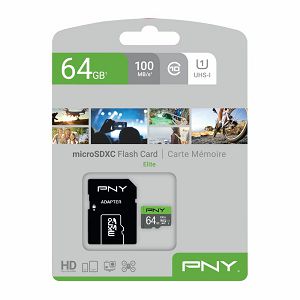 Memorijska kartica PNY MicroSDXC Elite, 64GB, klasa brzine U1, s adapterom