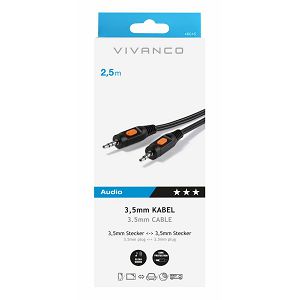 Kabel VIVANCO 46045, 3.5mm na 3.5mm M, 2.5m, crni