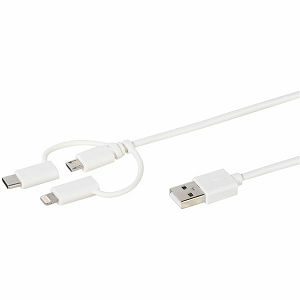 Kabel VIVANCO 38784, Micro-USB, Lightning, Type-C, 1m, bijeli