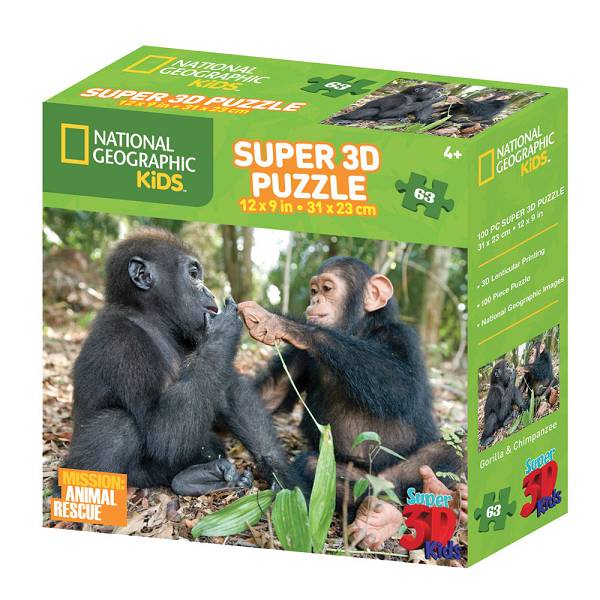 Puzzle 3D - Majmun i gorila 63 kom 31 x 23cm National Geographic Kids