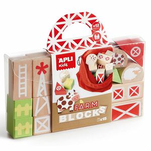 Drvene kocke Apli farma 15 kom + torbica 15269 AK_IGR