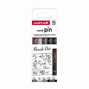 Marker Uni pin set crni EFB/BR, svijetlo sivi BR, tamno sivi BR, sepia BR Brush Art 5/1