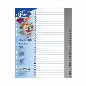 Pregrada plastična Forofis A4+ brojevi 1-31 siva PP 91291