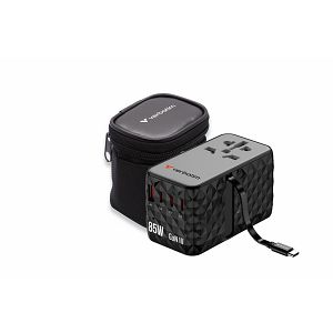 Adapter Verbatim CNT-02 GaN III #32127 Charge'n'Travel 85W, 3xUSB-C/1xUSB-A/uvlačivi USB-C kabel (EN/UK/US)