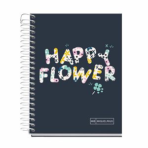 Kolegij blok Miquelrius A6 70g 120L spiralni crte happy flower crna MR4333