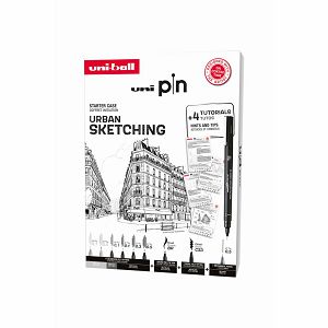 Marker Uni pin gift set Urban sketching s tutorijalom + tehnička olovka M5-228 0,5 mm u kutiji 8/1 302422228