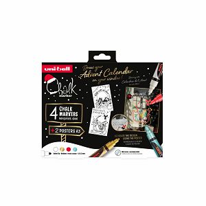 Marker Uni božićni gift set Chalk kreda marker (traditional) pwe-5m 4 kom + 2 šablone u kutiji (set 03) 4/1 302422407