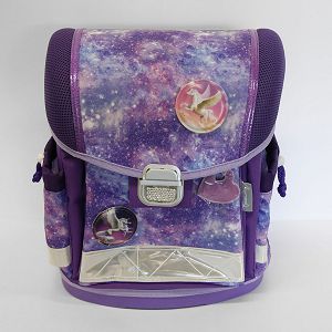 Oštećena torba školska Belmil classy with patches violet universe 403-13/AG/PC-2 AK_BEL