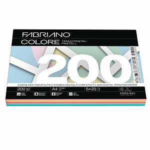 Papir Fabriano Colore A4/200g miješani pastel 100L 19100819