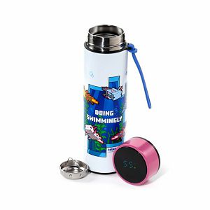 Termalna boca Puckator Minecraft Axolotl s digitalnim termometrom 450 ml BOT344