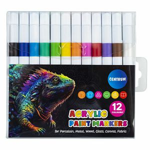 Markeri akrilni Centrum 12 boja 2-4mm u PVC vrećici 12/1 89789
