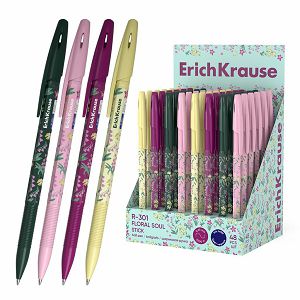Kemijska olovka ErichKrause Stick Floral Soul R-301 (0.7) plavi ispis sortirano 48/1